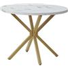 DEYARNA HOME Tavolo da pranzo moderno con struttura in metallo, tavolo da cucina per 4-6 persone, tavolo rotondo da 100 cm per sala da pranzo, soggiorno, ufficio, ristorante (bianco/oro)