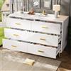 boorbin Cassettiera per sala da pranzo, semplice e moderno, per camera da letto, soggiorno, sala da pranzo, design tridimensionale, gambe dorate, 6 cassetti spaziosi (bianco)
