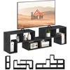 HOMCOM Mobile TV 75 max Modulabile con 2 Ripiani a L e Mensola Rettangolare, Mobile Porta TV Moderno in Truciolato per Soggiorno, 134-180x30.5x44 cm, Nero