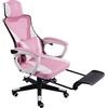 Trisens Sedia da gioco moderna ergonomica con poggiapiedi pieghevole e braccioli flessibili - Sedia da ufficio con schienale reclinabile e cuscino di supporto extra, colore: nero/rosa