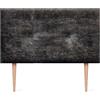 DHOME Testiera Imbottita in Tessuto Luxury Liscio con Bottoni e Gambe Testiere Imbottita per Letto di Lusso (Luxurious Black, 100x115cm)