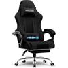 GTPLAYER Sedia da gioco, sedia da ufficio, sedia ergonomica, sedia da gioco, con supporto per massaggi, sedie task con poggiapiedi e poggiatesta, tessuto nero