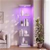 KSFASHZ Vetrine di Vetro con LED e Serratura, Vetrina in Vetro a 4 ripiani, 1 Porta, 164×42.5×36.5cm, Vetrinetta Espositiva a Colonna Vetrina Soggiorno con LED Vetrinetta in vetro per Soggiorno
