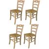 t m c s Tommychairs - Set 4 sedie modello Savoie per cucina bar e sala da pranzo, robusta struttura in legno di faggio levigato, non trattato, 100% naturale e seduta in paglia