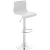 CLP Sgabello Alto Hover in Polipropilene E Metallo I Sgabello Bar Design Regolabile 59-80 CM, Colore:Bianco, Materiale Base:Metallo Effetto Cromato
