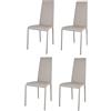 t m c s Tommychairs - Set 4 sedie modello Sophie Lux per cucina bar e sala da pranzo, robusta struttura in acciaio imbottita e rivestita in finta pelle colore grigio chiaro