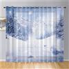 Surwin Tende per Interni, Fiocchi di Neve Invernali Tende a Vetro con Occhielli, 2 Pezzi Tende Camera da Letto, Tende Voile Semi Trasparenti, per Cucina, Soggiorno (140x275cm,Montagna)