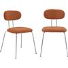 sweeek - 2 sedie decoro Legno curvo tinto Noce e Tessuto idrorepellente Terracotta. Gambe in metallo cromato - L 45 x P 55 x H 80 cm - Erin