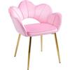 IlGruppone Poltrona Camera da Letto in Velluto Design Moderno, Sedia Conchiglia con Gambe in Metallo Placcato Oro Poltroncina da Salotto e Cucina con Seduta Morbida Imbottita Modello Fiorella - RosaCipria