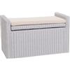 Mendler Baule panca contenitore M92 rattan 44x88x51cm con cuscino colore - bianco