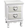 Gicos CASSETTIERA Comodino in Legno Bianco 2 CASSETTI Cuore 37X34X54 CM Art.662287
