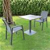 milani home - tavolo da giardino quadrato, acciaio, quadrato, 4 posti, grigio, piano 70 x 70 cm