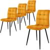 ML DESIGN modern living ML-Design Set di 4 Sedie per Sala da Pranzo Rivestimento in Velluto Giallo Senape Poltroncine da Cucina con Schienale e Gambe in Metallo Seduta Ergonomica Sedia per Soggiorno Salotto