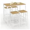 IDMarket - DETROIT Tavolo da bar alto 100 cm e 4 sedie da bar in legno e metallo bianco, design industriale