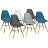 IDMarket - Set di 6 sedie SANDRA colore misto bianco, grigio chiaro, blu anatra x2, grigio scuro x2