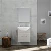 Kiamami Valentina Mobile Bagno Sospeso 56,5 Cm Grigio Quercia Con Barra | Base 2 ante, lavabo ceramica, specchio 52x69 cm con lampada, metallo cromato, profondità 30-42,5 cm