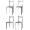 t m c s Tommychairs - Set 4 sedie modello Elegance per cucina bar e sala da pranzo, struttura in acciaio verniciata color alluminio e seduta in finta pelle colore grigio chiaro