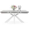 Mar.c.a. Design - Tavolo da Pranzo Allungabile Rettangolare 160x90x76 cm - Allungabile Fino a 240 Cm in Legno - Piano Bianco Ceramica - Made in Italy