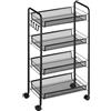 HOMCOM Carrello da Cucina Salvaspazio a 4 Livelli con Cestini a Rete, Carrello Portaoggetti per Salotto e Camera in Acciaio, 45x26.5x84 cm, Nero