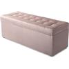 MG Design Pouf contenitore imbottito 45 × 120 cm Rosa - capacità ca. 140 L, fino a 300 kg, seduta morbida, struttura solida, già montato e facile da pulire