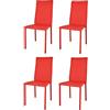t m c s Tommychairs - Set 4 sedie impilabili modello Julia per cucina bar e sala da pranzo, robusta struttura in acciaio imbottita e rivestita in finta pelle colore rosso