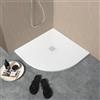 Kiamami Valentina - Piatto Doccia Angolare 90x90 cm Semicircolare Slim in Resina Bianca, Spessore 2,5 cm, Tagliabile e Installabile Filo Pavimento, Antiscivolo e Antibatterico, Copripiletta Incluso