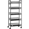 HOMCOM Carrello da Cucina Salvaspazio a 5 Livelli 45x26.5x106 cm Nero