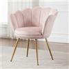 chairus Poltrona Imbottita Poltrona Camera da Letto in Velluto Poltroncina con Gambe in Metallo Placcato Oro Sedia da Salotto Sedie Imbottite per Camera da Letto/Soggiorno, Rosa Chiaro