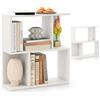 LIFEZEAL Tavolino da Divano, Tavolino Laterale da Salotto, a Forma di S, Bianco, Libreria a 3 Ripiani, Scomparti Aperti, Combinazione Libera, Salvaspazio, Moderno, per Soggiorno, 50x17,5x55,5cm