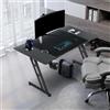 YUENFONG Tavolo da Gaming 120 x 60 cm, Scrivania per PC con Superficie in Fibra di Carbonio, Tavolo da Computer incluso Gancio per Cuffie e Portabicchieri, Nero