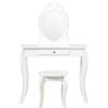 RELAX4LIFE Toeletta da Trucco con Sgabello per Bambini, Tavolo Ampio con Cassetto, Specchio Cosmetico Rimovibile, Sicurezza Anti Ribaltamento e Antiscivolo, Scrivania e Sgabello in Legno (Bianco)