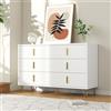 KAZZIO Elegante credenza dal design moderno, cassettiera e molto spazio, maniglie dorate (bianco)
