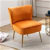 chairus Poltrona da Salotto in Velluto Sedia Imbottita Senza Braccioli Poltroncina Lounge con Gambe in Metallo Poltrone Moderne Design per Camera da Letto/Soggiorno, Arancio
