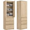 KUBUTKU Armadio multiuso con 3 cassetti, 3 scomparti e 2 ante, per camera da letto, soggiorno o corridoio, 180,5 x 50 x 40 cm, sonoma
