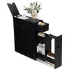 GIANTEX Mobiletto Bagno Sottile, Armadietto per Gabinetto da Terra, Legno, con Cassetti Scorrevoli, Multiuso e Salvaspazio, 16 x 48 x 58 cm (nero)