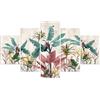Lupia - Quadro Moderno Vogue 66x115 cm Banana Leaves Beige a 5 Pezzi, Stampe Artistiche modulari e Digitali, Pannelli in Legno Ecologico MDF, Pronti da Appendere, Soggiorno e Camera da Letto, Ufficio