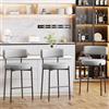 Ckaff Set di 3 Sgabelli da Bar, Sgabelli da Bar Alti in PU Pelle, Sedie da Cucina con Schienale e Poggiapiedi, Seduta alta 63,5cm per Bar, Caffè, Penisola della Cucina, Grigio