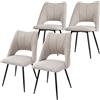 ML DESIGN modern living ML-Design Set di 4 Sedie per Sala da Pranzo Beige Seduta in Poliestere con Gambe in Metallo Nero Poltrona da Cucina con Schienale da Soggiorno Sedie Imbottite per Ufficio Poltrone