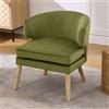 chairus Poltrona in Velluto Poltroncina da Camera Senza Braccioli Sedia Imbottita con Gambe in Legno Poltrona da Salotto per Camera da Letto/Soggiorno/Studio, Verde