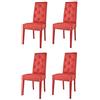 t m c s Tommychairs - Set 4 sedie Chantal per Cucina e Sala da Pranzo, Struttura in Legno di faggio Verniciata Rossa, Seduta e Schienale con Bottoni Imbottiti e Rivestiti in Pelle Artificiale Rossa