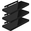 WOLTU Mensola da Muro, Set di 3, Scaffale Sospeso da Parete Libreria Piccola per Soggiorno Cameretta Porta CD Dvd, Pannello MDF 60x22,9x3,8cm, Nero, RG9478sz-3