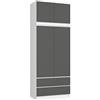 AKORD | Armadio con Estensione | Armadio con Ripiani, e Appendiabiti e Cassetti | 234 cm di Altezza | Mobiletto Cameretta Camera da Letto | Mobili soggiorno | Guardaroba |Bianco | Grigio grafite