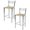 t m c s Tommychairs - Set 2 sgabelli alti modello Elegance per cucina e bar, struttura in acciaio cromato e seduta imbottita e rivestita in pelle artificiale colore lino