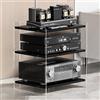 Nordivo Mobile Stereo Hi Fi Rack In Acrilico,Mobile Stereo A 3/4 Livelli Regolabili ,Scaffalature Audio-Video,Piccolo Mobiletto Stereo E Supporti Audio-Video Trasparente,Adatto Per Lettori Dvd(Transparent/bla
