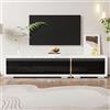 Gelukueub Mobile TV moderno con lunghezza variabile (140-260 cm), funzione girevole, effetto marmo nero, finitura opaca bianca e decorazioni dorate (nero, bianco marmo)