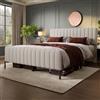 Autheria Letto Matrimoniale 160x200 cm con Testiera Regolabile, Letto una piazza e mezza con rete a doghe, Letto imbottito in grigio e beige, Struttura Letto Matrimoniale