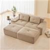 Bladez Divano modulare in velluto a coste Loveseat divano letto con sgabello ottomano, divano soggiorno con comfort e supporto per seduta profonda, senza montaggio 32D in schiuma altamente elastica