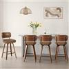 Bekrvio Set di 4 sgabelli da bar girevoli, altezza 65 cm, con schienale, in pelle PU e 4 gambe in legno di noce, sedia da bancone con poggiapiedi in metallo, sedia da bar per cucina, bar e isola della