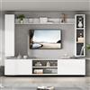 MSMOK Set da parete per TV, 180 x 35 x 33,5 cm, con vetrine (set completo, 4 pezzi), supporto per TV, mensola e 2 mensole da parete, set di mobili per TV, mobile da soggiorno e da appendere, TV fino a