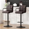 Ckaff Set di 2 Sgabelli da Bar, Sgabelli Cucina Girevole 360°Altezza Regolabile da Penisola, Sgabelli Alto in Similpelle con Schienale, Bracciolo, Poggiapiedi per Bar Cucina Ristorante, Marrone nero